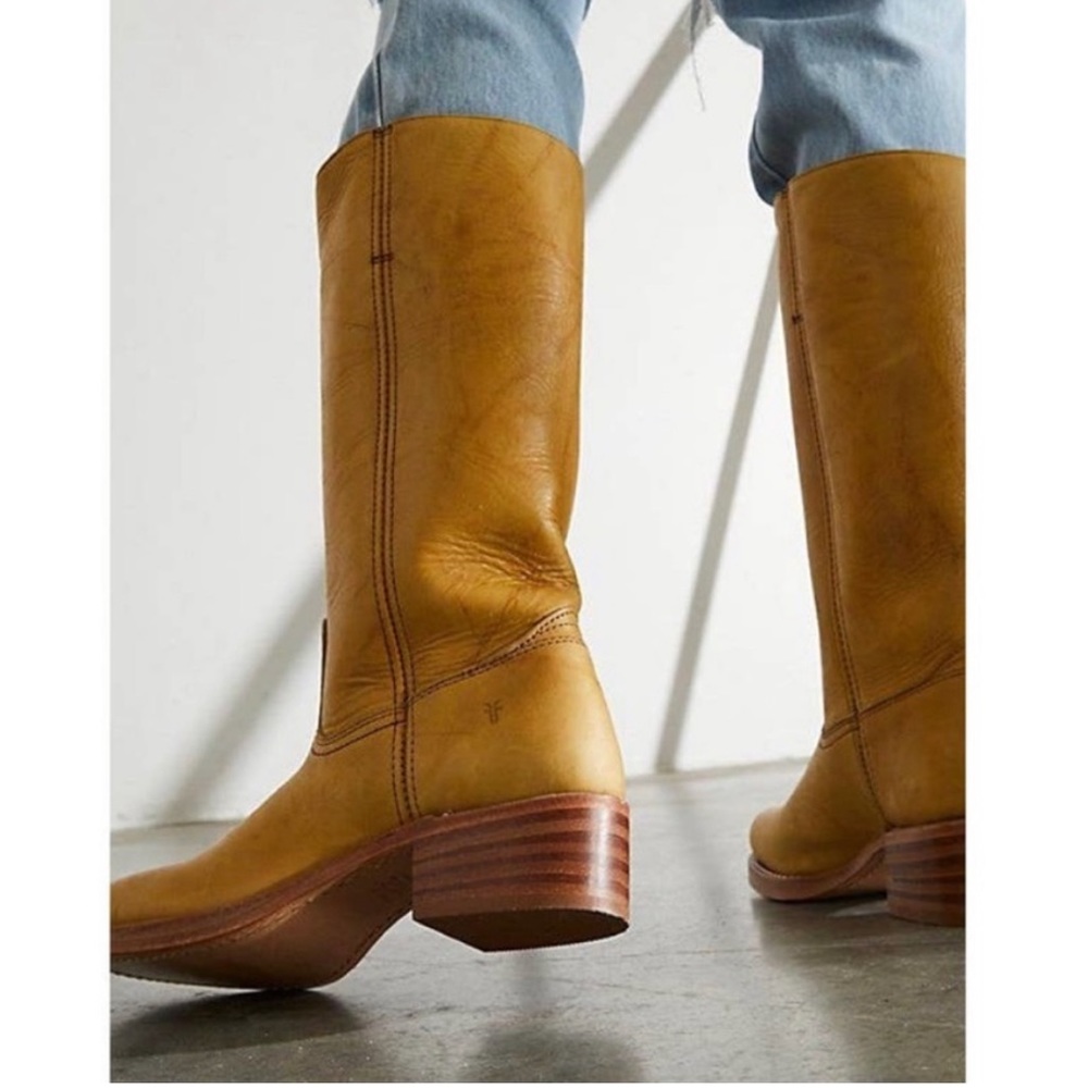 Frye Vintage Banana Yellow Leather Campus Boots Size 6.5 - Picture 13 of 13
